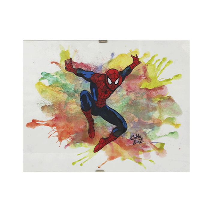 dibujo de acuarela hecho a mano con diseño spiderman color